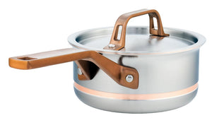 2L Meyer CopperClad 5-Ply Copper Core Stainless Steel Saucepan with lid, Made in Canada
