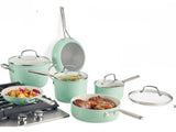 KitchenAid 10pc Hard Anodized Ceramic Cookware Set - Pistachio
