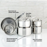 Meyer Confederation Stainless Steel Cookware Set, 10-Piece, Made in Canada