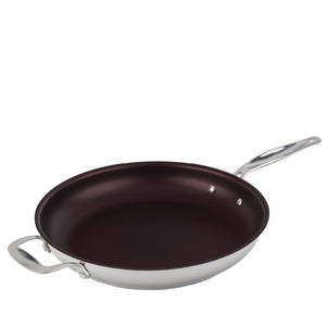 32cm/12.6" Meyer Confederation melbec-red non-stick pan - open