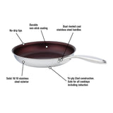 Meyer SuperSteel Stainless Steel 24cm/9.5" Non Stick Fry Pan Skillet Made in Canada