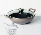 Meyer Enamel Cast Iron Kadai, 26cm, Grey