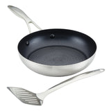 Circulon SteelShield S-Series Stainless Steel Nonstick Frying Pan with Spatula Set, 2-Piece, Silver