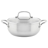 KitchenAid 3-Ply Base Stainless Steel Casserole with Lid, 4-Quart, Brushed Stainless Steel