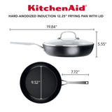 KitchenAid Hard-Anodized Induction Nonstick Frying Pan with Lid, 12.25-Inch, Matte Black