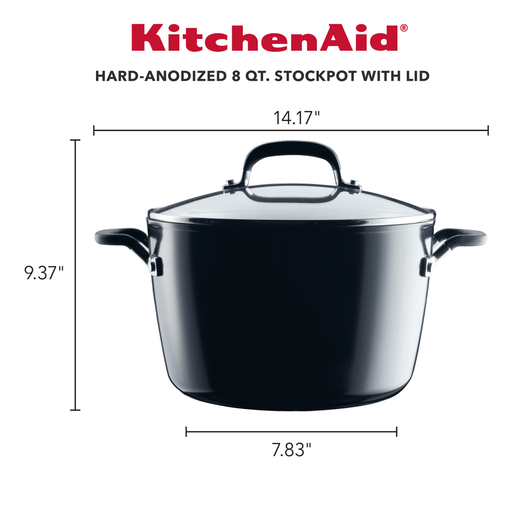 KitchenAid Hard Anodized Nonstick Stockpot with Lid, 8Quart, Onyx Bla Meyer Canada