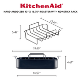 KitchenAid Hard Anodized Roaster with Removable Nonstick Rack, 13-Inch x 15.75-Inch, Matte Black
