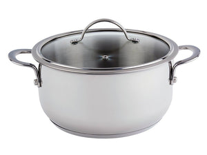 Meyer Nouvelle Stainless Steel 5.4L Dutch Oven with tempered glass lid, Made in Canada