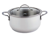 Meyer Nouvelle Stainless Steel 5.4L Dutch Oven with tempered glass lid, Made in Canada