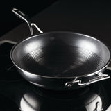 Circulon Clad Stainless Steel Stir Fry Pan with Hybrid SteelShield and Nonstick Technology, 12.5-Inch, Silver