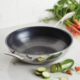Circulon Clad Stainless Steel Stir Fry Pan with Hybrid SteelShield and Nonstick Technology, 12.5-Inch, Silver