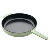 KitchenAid Enameled Cast Iron Skillet with Helper Handle and Pour Spouts, 12-Inch, Pistachio