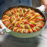 KitchenAid Enameled Cast Iron Skillet with Helper Handle and Pour Spouts, 12-Inch, Pistachio