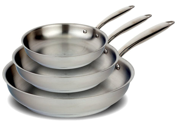 3pc Meyer Accolade Stainless Steel Fry Pan Set - Made in Canada