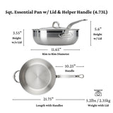 Professional Clad Stainless Steel Essential Pan, 5-Quart