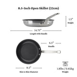 Professional Clad Stainless Steel TITUM<sup>TM</sup> Nonstick Skillets