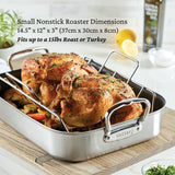 Hestan Provisions Classic Clad Nonstick Roaster with Stainless Steel Rack, 14.5-Inch
