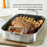 Hestan Provisions Classic Clad Nonstick Roaster with Stainless Steel Rack, 16.5-Inch