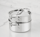 ProBond® Luxe 3-Quart Polished Professional Clad Stainless Steel Soup Pot and Steamer Insert Set
