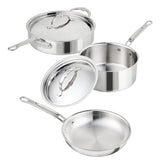 Hestan ProBond® Luxe 5-Piece Professional Clad Stainless Steel Cookware Set (8.5”skillet, 3qt saucepans, and 3.5qt sauté)