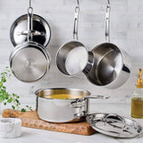 ProBond® Luxe 5-Piece Professional Clad Stainless Steel Cookware Set (8.5”skillet, 3qt saucepans, and 3.5qt sauté)