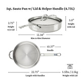Hestan ProBond® Luxe 5QT/30CM Covered Saute Pan with helper handle