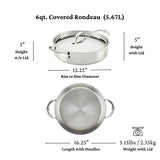 Hestan ProBond® Luxe 6-Quart Polished Professional Clad Stainless Steel Rondeau with Lid
