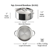 Hestan ProBond® Luxe 9-Quart Polished Professional Clad Stainless Steel Rondeau with Lid