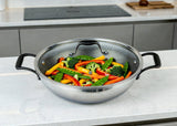 Meyer HybridClad Stainless Steel 32cm Wok with cover, Made in Canada