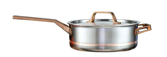 4L Meyer CopperClad 5-Ply Copper Core Stainless Steel Saute Pan with lid, Made in Canada