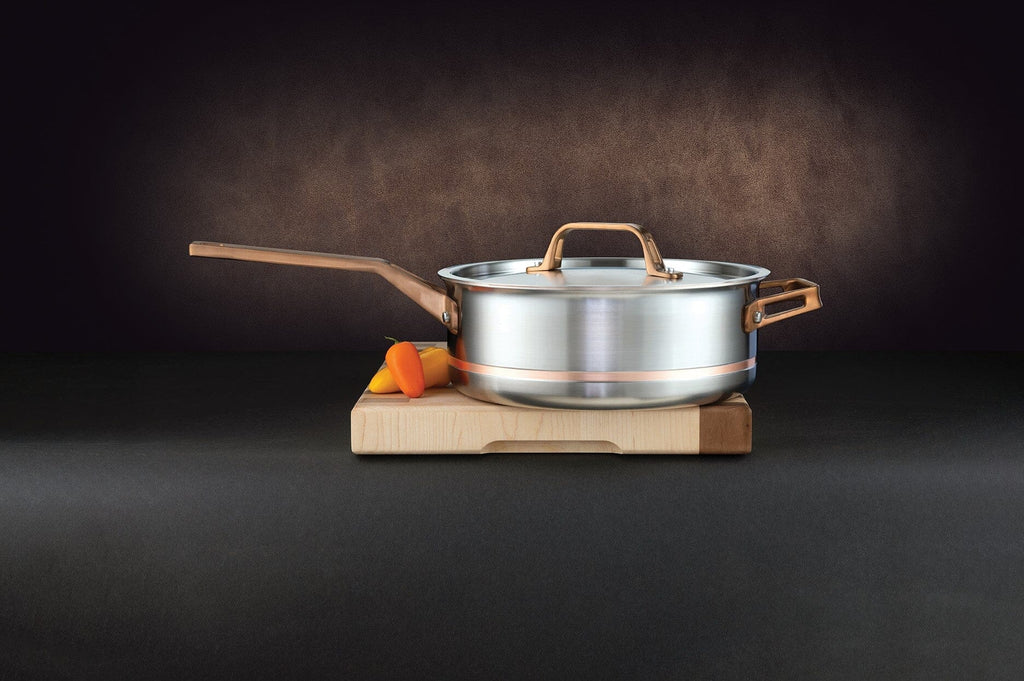 4L Meyer CopperClad 5-Ply Copper Core Stainless Steel Saute Pan with l ...