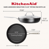KitchenAid Hard Anodized Induction Frying Pan with Lid, 12.25-Inch, Matte Black
