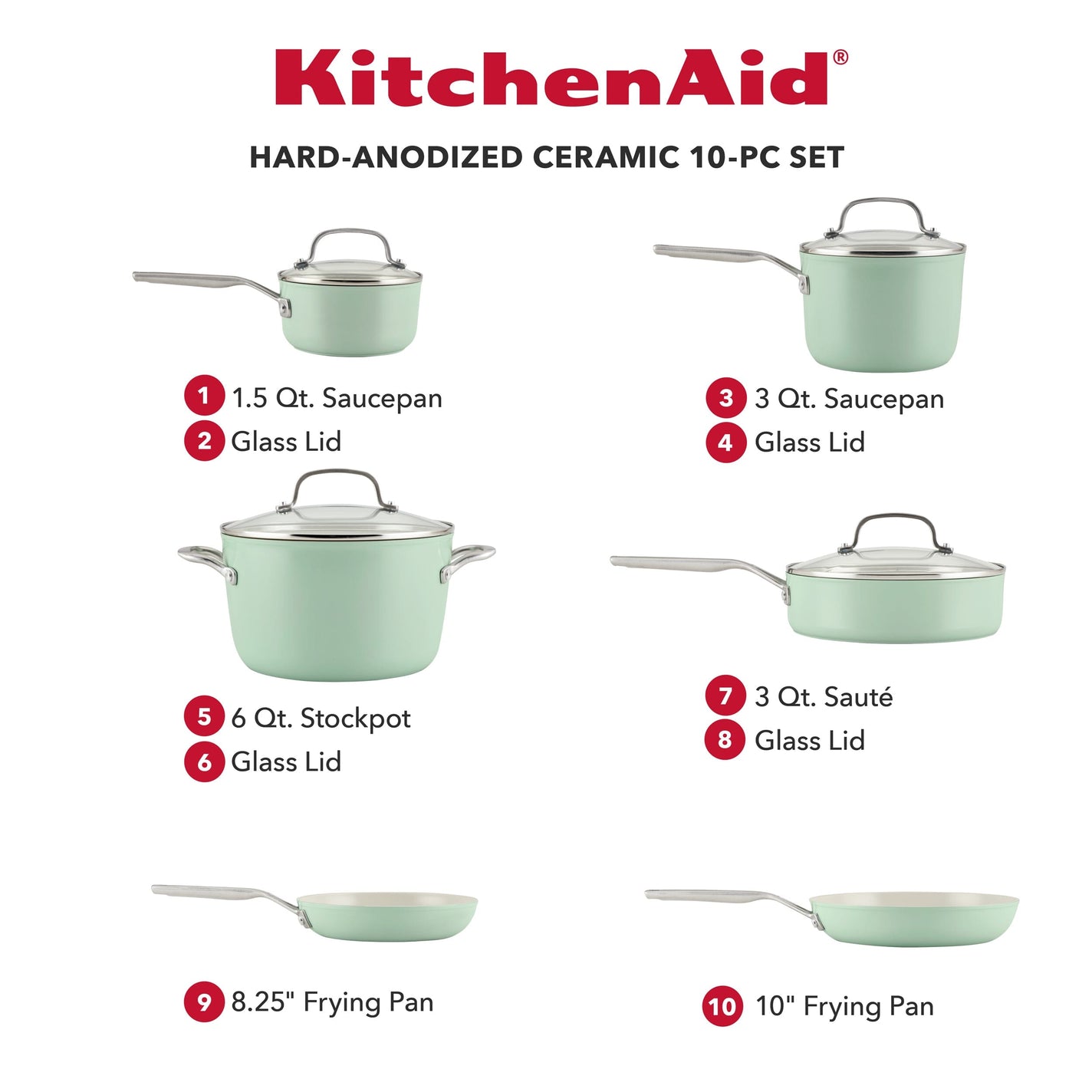 KitchenAid 10pc Hard Anodized Ceramic Cookware Set Pistachio Meyer kitchenaid-10pc-hard-anodized-ceramic-cookware-set-pistachio-meyer
