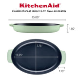 KitchenAid 2.5-Quart Enameled Cast Iron Au Gratin Roasting Pan - Pistachio