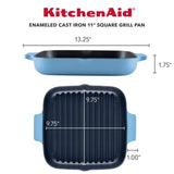 KitchenAid 11-Inch Enameled Cast Iron Grill Pan - Blue Velvet