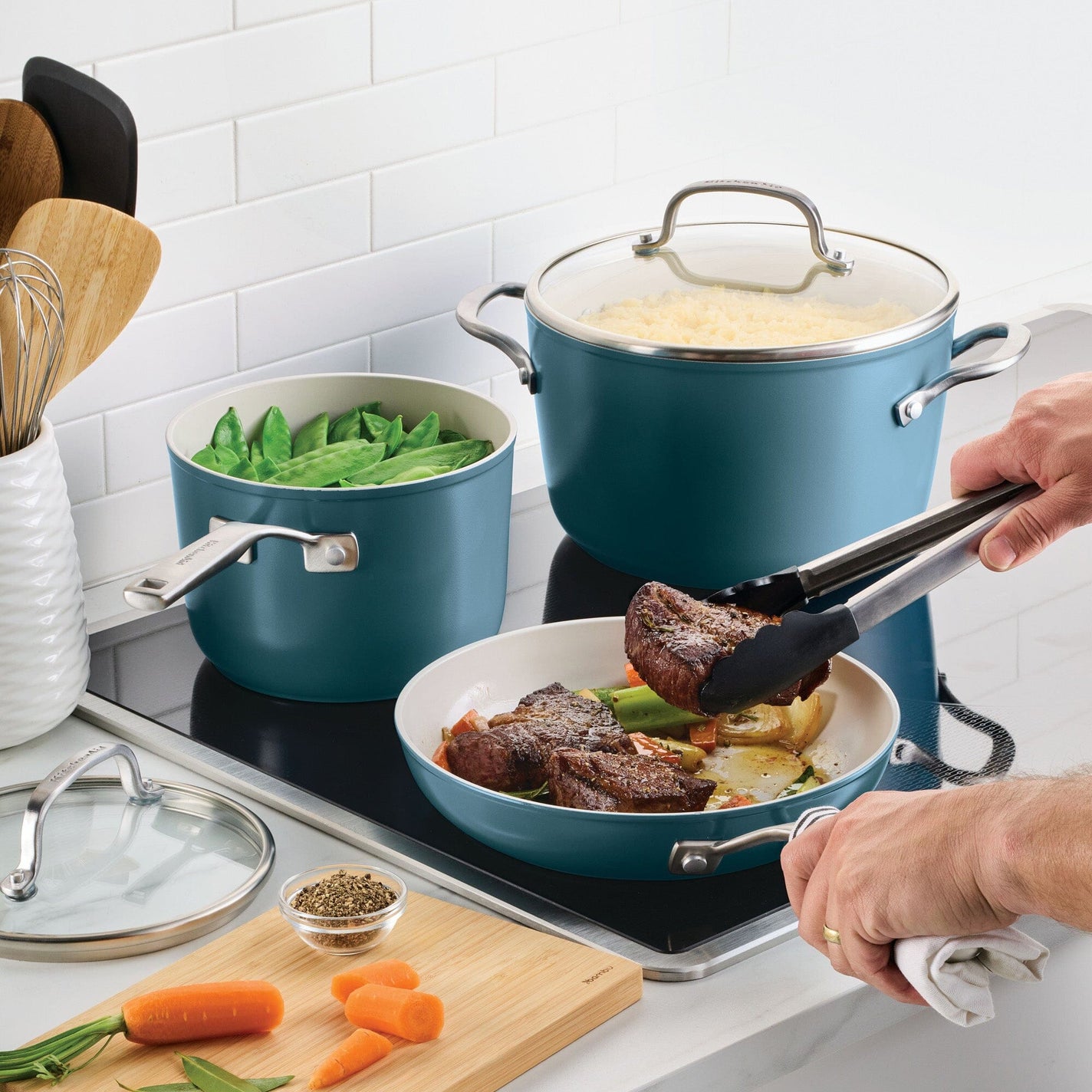 Aidema Cookware KitchenAid Hard Anodized Ceramic Induction Nonstick 9 Piece Cookware S ...