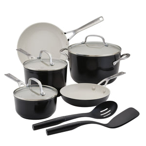 KitchenAid 10pc Ceramic Forged Aluminum Cookware Set - Black