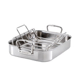 Provisions 14.5-Inch Polished Clad Stainless Steel Roaster with Rack, Small