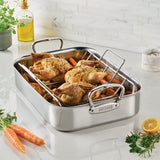 Hestan Provisions Large Stainless Steel Roaster with stainless steel rack 17.25" x 12.5"