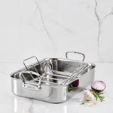 Hestan Provisions Large Stainless Steel Roaster with stainless steel rack 17.25" x 12.5"