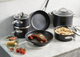 Anolon X SearTech Aluminum Nonstick Cookware Pots and Pans Set, 10-Piece, Super Dark Gray
