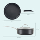 Anolon X SearTech Aluminum Nonstick Saute Pan with Lid, 3.5-Quart, Super Dark Gray