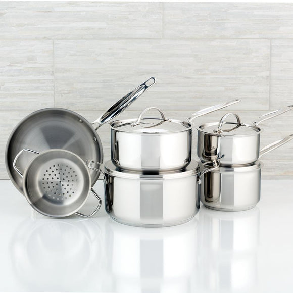 Meyer Confederation Stainless Steel Cookware Set, 10-Piece, Made in Canada