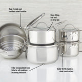 Meyer Accolade Stainless Steel Cookware Set, 10-Piece, Made in Canada with BONUS Chef Michael Smith Mini Recipe Book