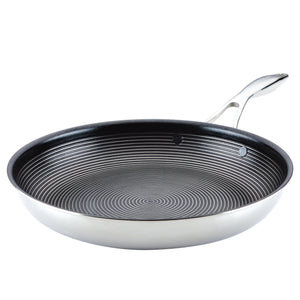 Circulon Clad Stainless Steel Frying Pan with Hybrid SteelShield and Nonstick Technology, 32cm Silver
