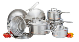 12pc Meyer CopperClad 5-Ply Copper Core Stainless Steel Cookware Set, Made in Canada