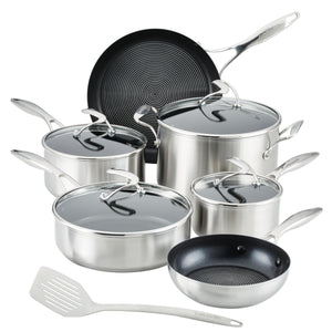 Circulon SteelShield S-Series Stainless Steel Nonstick Pots and Pans Cookware Set with Bonus Utensil, 10-Piece, Silver
