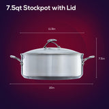 Circulon SteelShield S-Series Stainless Steel Nonstick Stockpot with Lid, 7.5-Quart, Silver