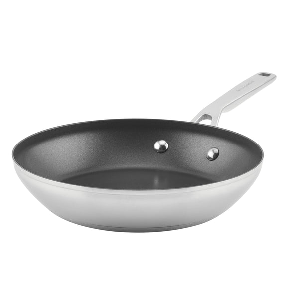 KitchenAid 3-Ply Base Stainless Steel Nonstick Frying Pan, 9.5-Inch, Brushed Stainless Steel