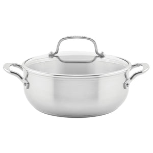 KitchenAid 3-Ply Base Stainless Steel Casserole with Lid, 4-Quart, Brushed Stainless Steel